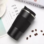 Desing , 500 ml Siyah Termos Mug Kupa, Çay Kahve Kamp Termos, Çift Katmanlı Paslanmaz Çelik Araç Içi Termos