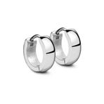 DESİNGSHOP Unisex Geniş Erkek Çelik Küpe Çifti Gümüş Renk 6mm dsty64