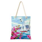 Desio Çanta Deniz & Çiçek Manzarası Tote Bag Omuz Çantası