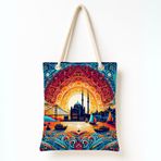 Desio Çanta İstanbul Motifli Gün Batımı Tote Bag Omuz Çantası