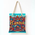 Desio Çanta Istanbul Renkli Silüet Tote Bag Omuz Çantası