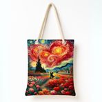 Desio Çanta Yıldızlı Kalp Manzara Tote Bag Omuz Çantası