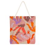 Desio Tote Çanta Kumaş Çanta Plaj Çantası Büyük Kadın Omuz Çantası Estetik Baskılı Kumaş Çanta Hediyesi Kadına Özel Jüt Görünümlü Alışveriş Üniversite İş Okul XL Boy Modern Soyut Yaprak Baskı