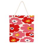 Desio Tote Çanta Kumaş Çanta Plaj Çantası Büyük Kadın Omuz Çantası Estetik Baskılı Kumaş Çanta Hediyesi Kadına Özel Jüt Görünümlü Alışveriş Üniversite İş Okul XL Boy Pop Art Çiçek Desen
