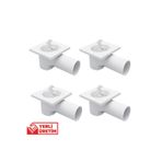 Desıphon 4’Lü Paket Plastik Yer Sifonu 10X10 Cm Kare Izgaralı – 50 Mm Yandan Çıkışlı Abs Plastik Yer Süzgeci