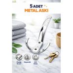 Desıphon 5 Adet Noktalı Metal Askı Parlak Krom Portmanto Askılık Vestiyer Dolap Elbise Askısı Çift Kancalı