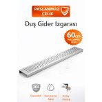 Desıphon 60 Cm Lineer Duş Gider Izgarası 304 Paslanmaz Çelik 5 Cm Genişlik Üst Kapak