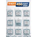 Desıphon Ağaç Ve Sunta Vidası Seti 450 Adet 9 Boy Dayanıklı Çelik Vida Seti