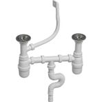 DESIPHON Çift Gözlü Lavabo Sifonu, 304 Paslanmaz Çelik, Yandan Taşmalı, Körüklü, Koku Önleyici