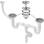 DESIPHON Çöpmak Çiftli Lavabo Sifonu, Dik Taşmalı Derin Tip, 11 cm Kafa Çapı, Koku Önleyici, Kolay Temizlenebilir, Beyaz