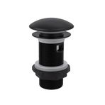Desiphon Siyah Pop-Up Lavabo Sifonu, Porselen Başlıklı, 6,5 cm Çap, Kolay Montajlı, 1 1/4 inç Standart Bağlantı