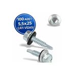 Desıphon Trapez Çatı Vidası 5.5X25 Mm 100 Adet Matkap Uçlu Sac Akıllı Vida Çatı Panel Metal Ağaç