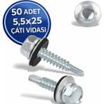 Desıphon Trapez Çatı Vidası 5.5X25 Mm 50 Adet Matkap Uçlu Sac Akıllı Vida Çatı Panel Metal Ağaç