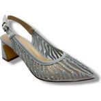 Desire Shoes Desire 468-26 Saten Simli Taşlı Kısa Kalın Topuk Kadın Abiye Ayakkabı - Gümüş