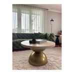 desping Melon Orta Sehpa Traverten Tabla Metal Ayak Özel Gold Eskitme Boya