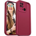 DESSEN Xiaomi Redmi 10C için Kılıf - Esnek Silikon Kapak Kamera Koruması Darbeye Dayanıklı Telefon Kılıfı Yumuşak Hafif TPU Tampon Kabuk, Şarap Kırmızısı