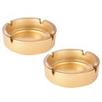 DESTALYA Cam Küllük, 2'li Gold Küllük - Dekoratif Modern Küllük - Taşınabilir Yuvarlak Gold Küllük - Hediyelik Eşya, Ev Ofis Masaüstü Dekor Küllük (Gold)