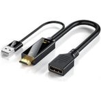 Deste Elektronik HDMI To Displayport 4K USB 2.0 Güç Kaynaklı Kablo Hd To Dp Kablo 4K@60Hz - Dp Dönüştürücü Adaptör