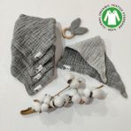 Destiny Hometex %100 Pamuklu 8 Kat Muslin Kumaş Çift Çıtçıtlı 5'li Bebek Mama Önlüğü/ağız Mendili - 0 - 2 Yaş - Antrasit