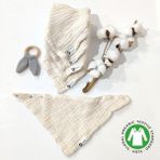 Destiny Hometex Pamuklu 8 Kat Muslin Kumaş Çift Çıtçıtlı 5'li Bebek Mama Önlüğü/ağız Mendili 1 Adet - 0 - 3 Yaş - Krem