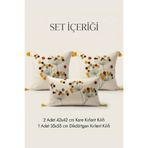 Destiva Home Punch Nakışlı Dekoratif Kırlent Seti 2 Kare 1 Dikdörtgen Kırlent Kılıfı 3lü Boho Modern Salon Seti