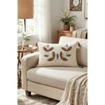 Destiva Home Renkli Akasya Punch Nakışlı Dekoratif Püskülü Kırlent Kılıfı Pamuk 35x55 cm