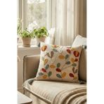 Destiva Home Renkli Bohem Yaprak Punch Nakışlı Dekoratif Kırlent Kılıfı Pamuk 42x 42 cm
