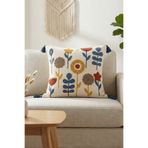 Destiva Home Renkli Çiçek Bahçesi Punch Nakışlı Dekoratif Püsküllü Kırlent Kılıfı Pamuk 42x42 cm
