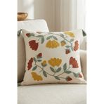 Destiva Home Renkli Floral Punch Nakışlı Dekoratif Püsküllü Kırlent Kılıfı Pamuk 42 x 42 cm