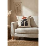 Destiva Home Renkli Kedi Motifli Punch Nakışlı Dekoratif Kırlent Kılıfı Pamuk 42x 42 cm