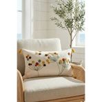 Destiva Home Renkli Tomurcuk Punch Nakışlı Dekoratif Püsküllü Kırlent Kılıfı Pamuk 35x55 cm