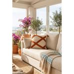 Destiva Home Renli Çapraz Çizgi Punch Nakışlı Püsküllü Kırlent Kılıfı Pamuk 42x42 cm