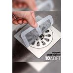 Destpak 10 ADET Yapışkanlı Gider Süzgeci - Gider Teli - Saç, Kıl Tutar - Böcek ve Haşere Engelleyici 10X10cm