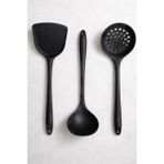 Destpak 3'lü Silikon Servis Seti - Spatula, Kepçe, Kevgir - Isıya Dayanıklı - Çizmez Yanmaz Yapışmaz - Sert