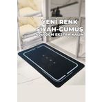 Destpak 40x60 (EKSTRA KALIN) Siyah Gümüş Kaymaz Banyo Paspası - Ultra Su Emici - Kaliteli Kalın Model