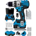 Detroit Usa Brushless 58 V 5AH Çelik Şanzıman 10 Pilli Çift Akülü Darbeli Şarjlı Matkap Vidalama-Sarı Daflong Series Mavi