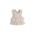 DEUX LAPINS%100 Pamuk Cotton Grey Müslin Fırfırlı Kız Bebek Abiye Elbise ABYELB-COG-00006A