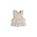 DEUX LAPINS%100 Pamuk Cotton Grey Müslin Fırfırlı Kız Bebek Abiye Elbise ABYELB-COG-00612A