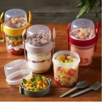 Dev Boy 4 Lü Set Meyveli Yoğurt Kabı - Yemek Saklama Ve Müsli Kabı 1100 Ml Büyük Boyuy