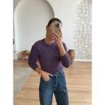 Deva By Gülten Berk Kadın Kabartma Desenli Basic Triko Kazak - 20B-Mor - Standart