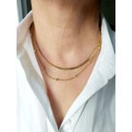 Devi Fashion Çelik Ikili Italyan Ezme ve Topçuk Zincir Ikili Gold Renkli Kolye