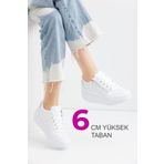 Devida Kadın Beyaz Spor Ayakkabı 6 Cm Günlük Yüksek Rahat Taban Sneaker X300 Vega Serisi