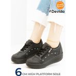 Devida Kadın Siyah Spor Ayakkabı 6 Cm Yüksek Rahat Taban Sneaker X300