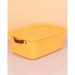 Devigo 1 Adet 10 Litre Kulplu Saklama Kabı, Çok Amaçlı Düzenleyici Kapaklı Kutu, Dekoratif Saklama Kutusu, 35x25x15cm, Sarı Çok Renkli
