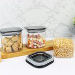Devigo 12 Adet 0.5 Lt İstiflenebilir Kristal Vakumlu Erzak Kabı 0.5 Lt Vakumlu Saklama Kabı Antrasit