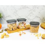 Devigo 3 Adet 0.5 Lt Istiflenebilir Kristal Vakumlu Erzak Kabı 0.5 Lt Vakumlu Saklama Kabı