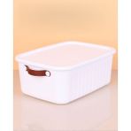 Devigo 3 Adet 10 Litre Saklama Kabı, Çok Amaçlı Düzenleyici Kapaklı Kutu, Dekoratif Saklama Kutusu, 35 X 25 X 15 Cm - Beyaz