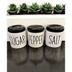 Devigo 3 Lü Kavonoz Baharatlık Küçük Boy Beyaz / Siyah / Sugar /pepper / Salt / Kavonoz Seti