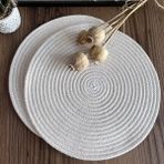 Devigo 4 Adet Hasır Supla Örgü Amerikan Servis Tabak Tava Tencere Altlığı Sofra Servis Sunumluk - 32 x 32 cm - Krem