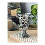 Devigo Diamond Desenli Kristal Cam Vazo - 28x15 Cm Hediyelik Lüx Vazo| Modern ve Lüks Dekoratif Büyük Boy Vazo Gümüş